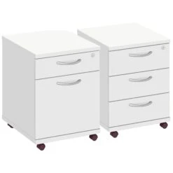 Commerce II White Low Mobile Pedestals
