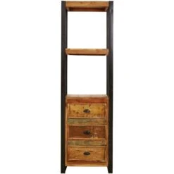 Accrington Reclaimed Wood Narrow Bookcase With Drawers