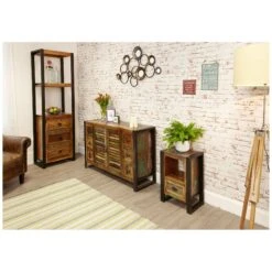 Accrington Reclaimed Wood Narrow Bookcase With Drawers -Silverline Sales Store 070415
