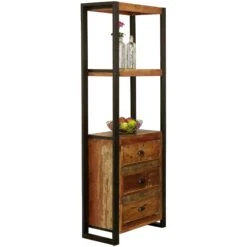 Accrington Reclaimed Wood Narrow Bookcase With Drawers -Silverline Sales Store 070481