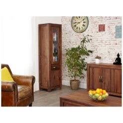 Fernhurst Solid Walnut Narrow Glazed Bookcase -Silverline Sales Store 072998