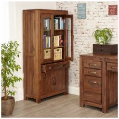 Fernhurst Solid Walnut Large Glazed Bookcase -Silverline Sales Store 073003