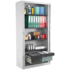 NEXT DAY Commerce II Steel Tambour Cupboards -Silverline Sales Store 081584